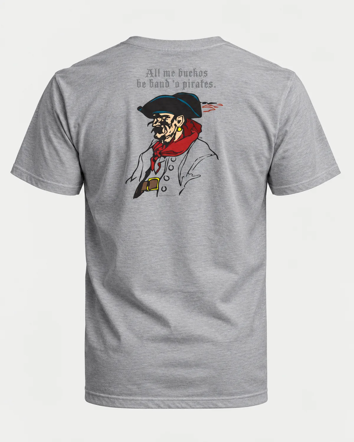 All Me Buckos tee on a sport grey tee, back view