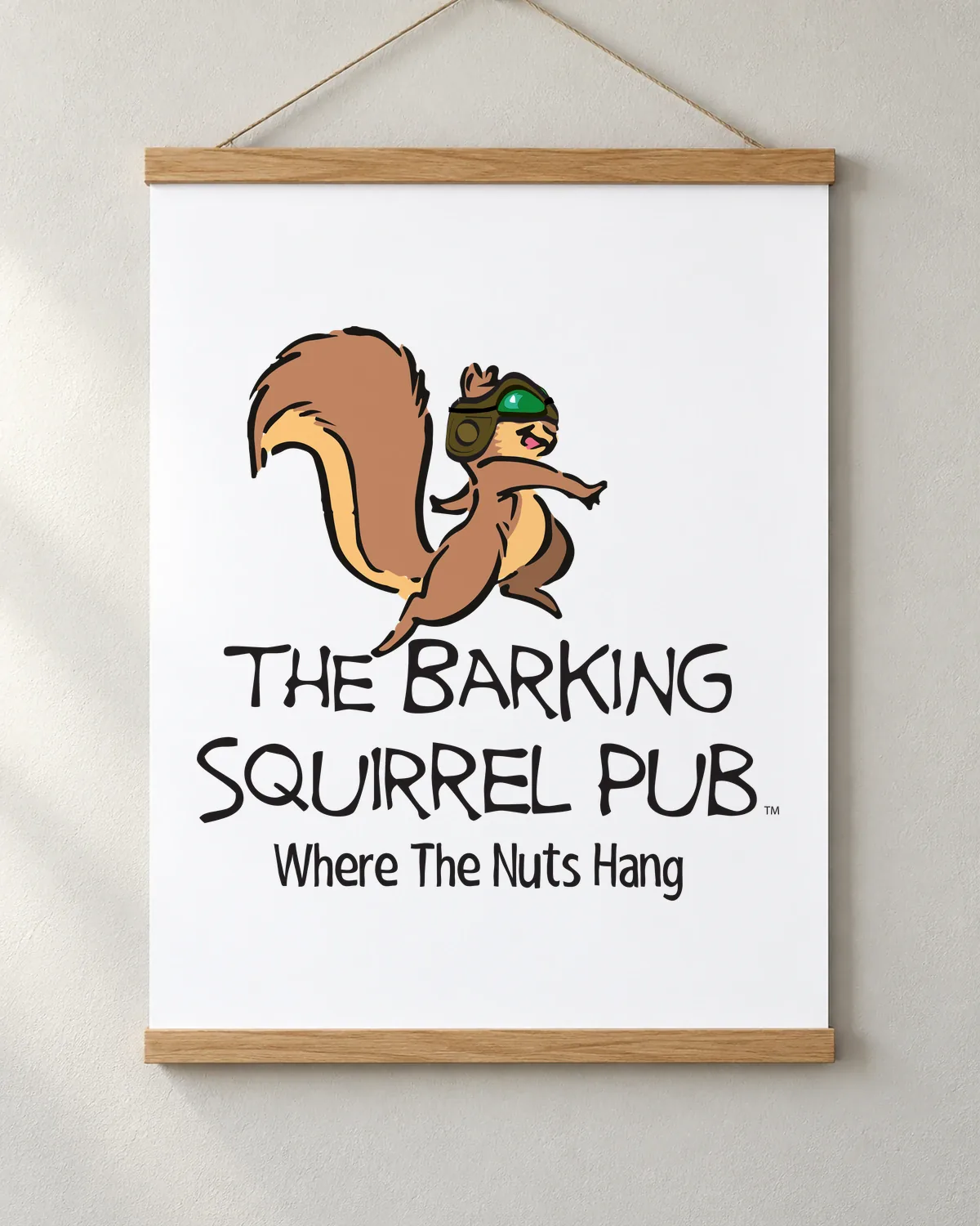 Barking Squirrel Pub tee on a matte poster