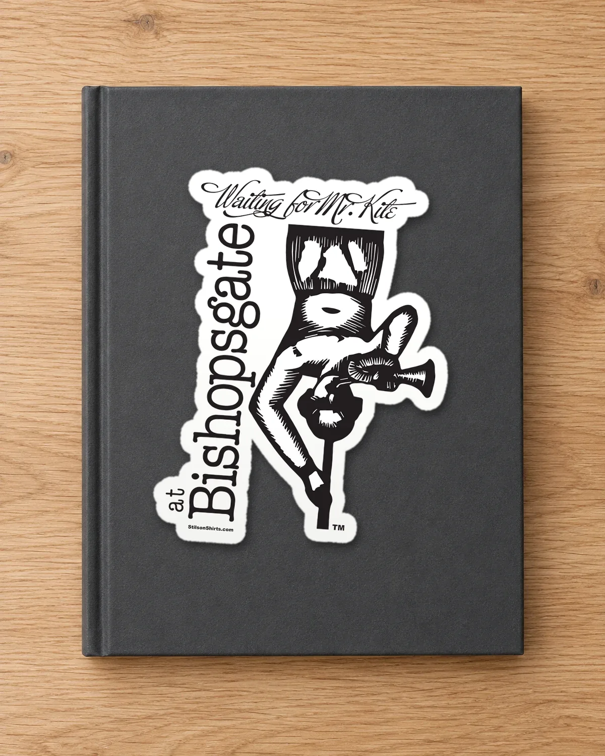 Bishopsgate Acrobat tee on a die-cut sticker