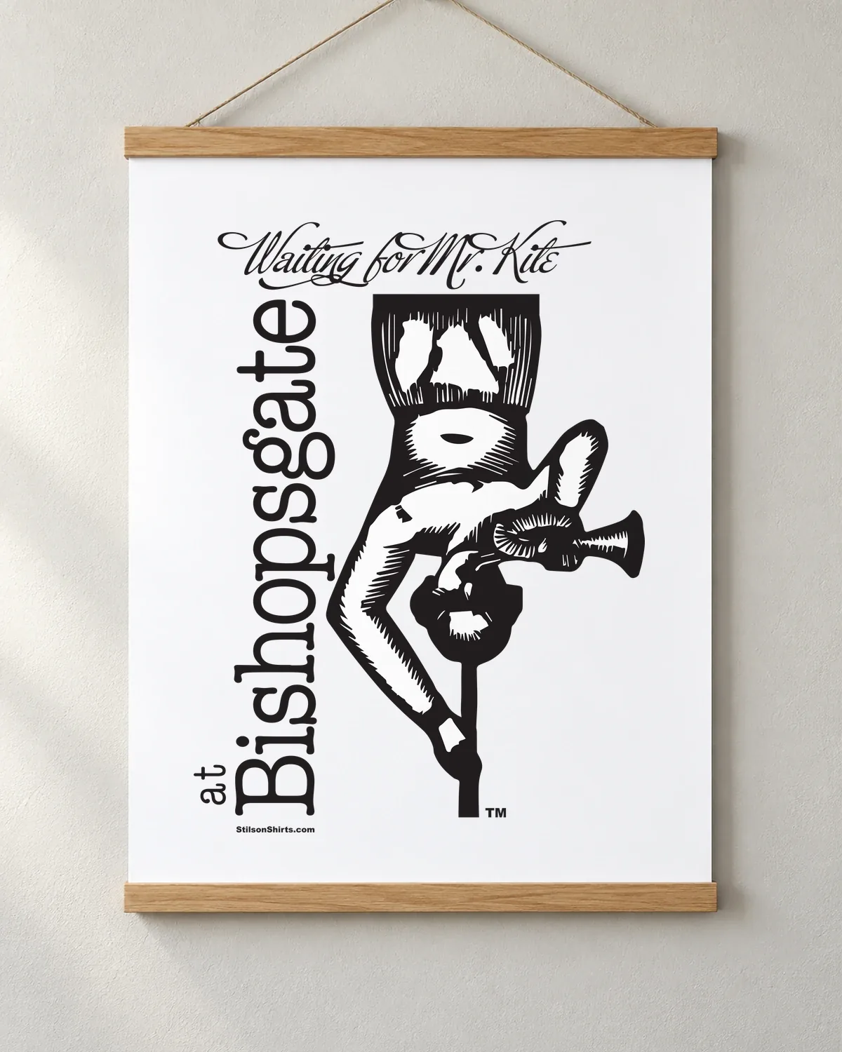 Bishopsgate Acrobat tee on a matte poster