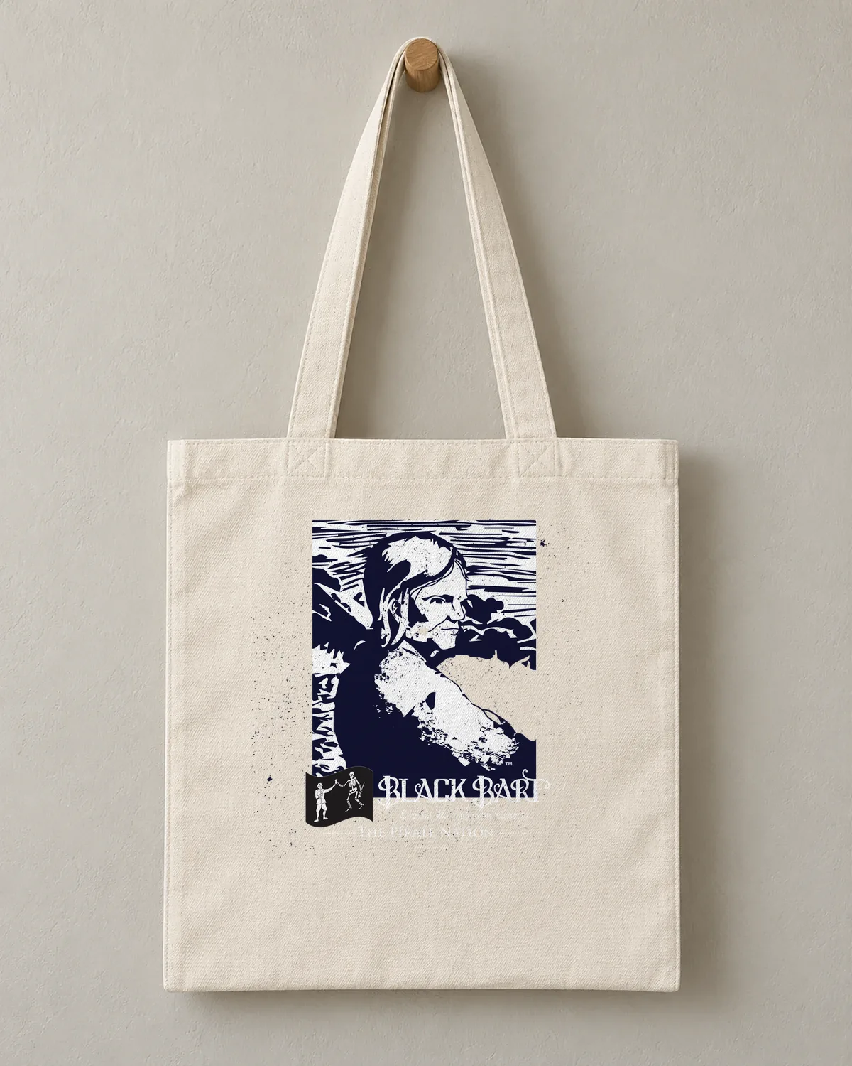 Black Bart tee on a cotton tote