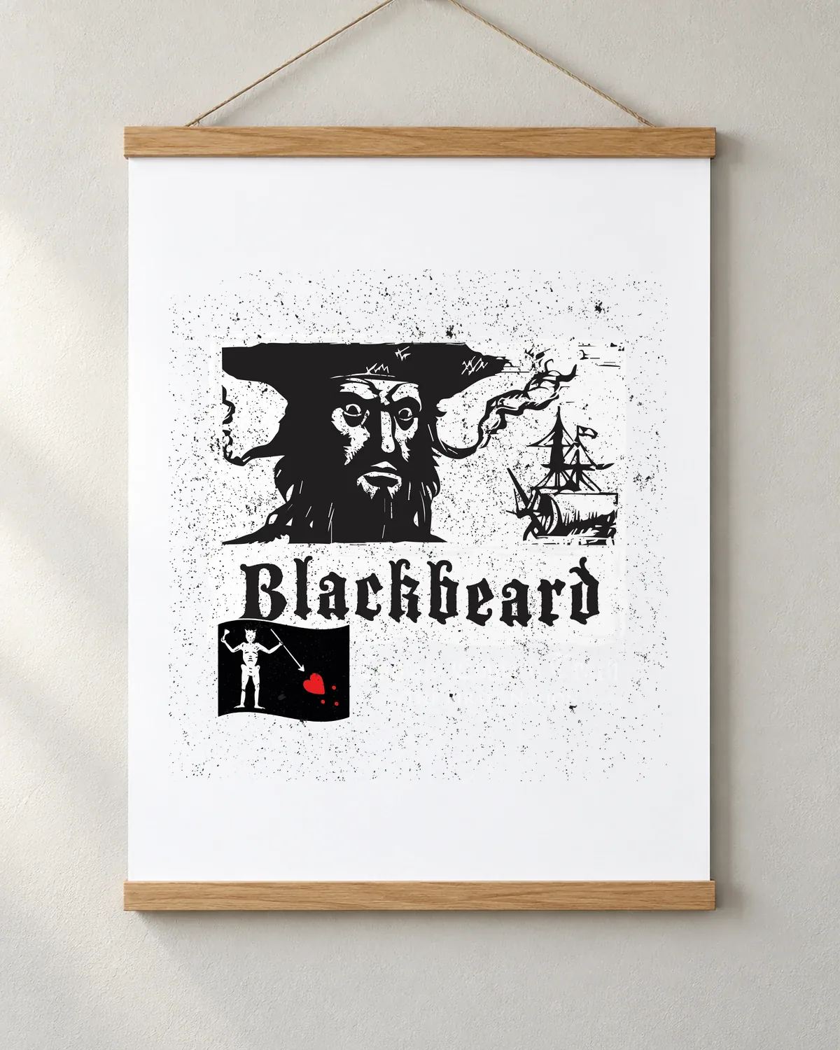 Blackbeard, Cap'n Edward Teach tee on a matte poster