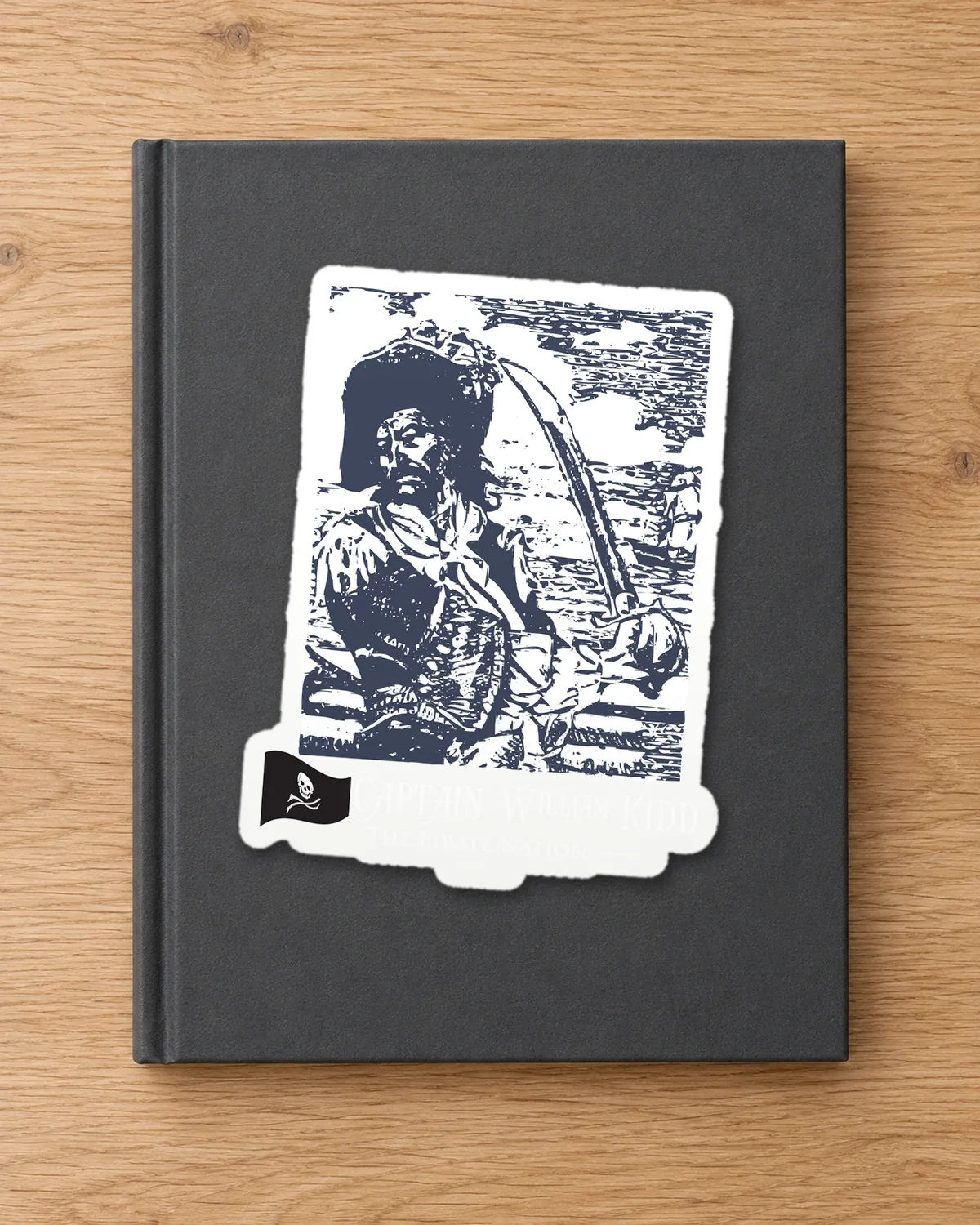 Captain William Kidd tee on a die-cut sticker