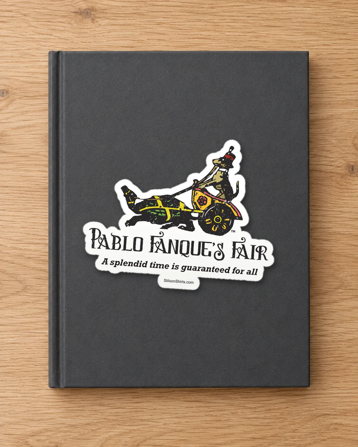 Victorian Circus Fair tee on a die-cut sticker