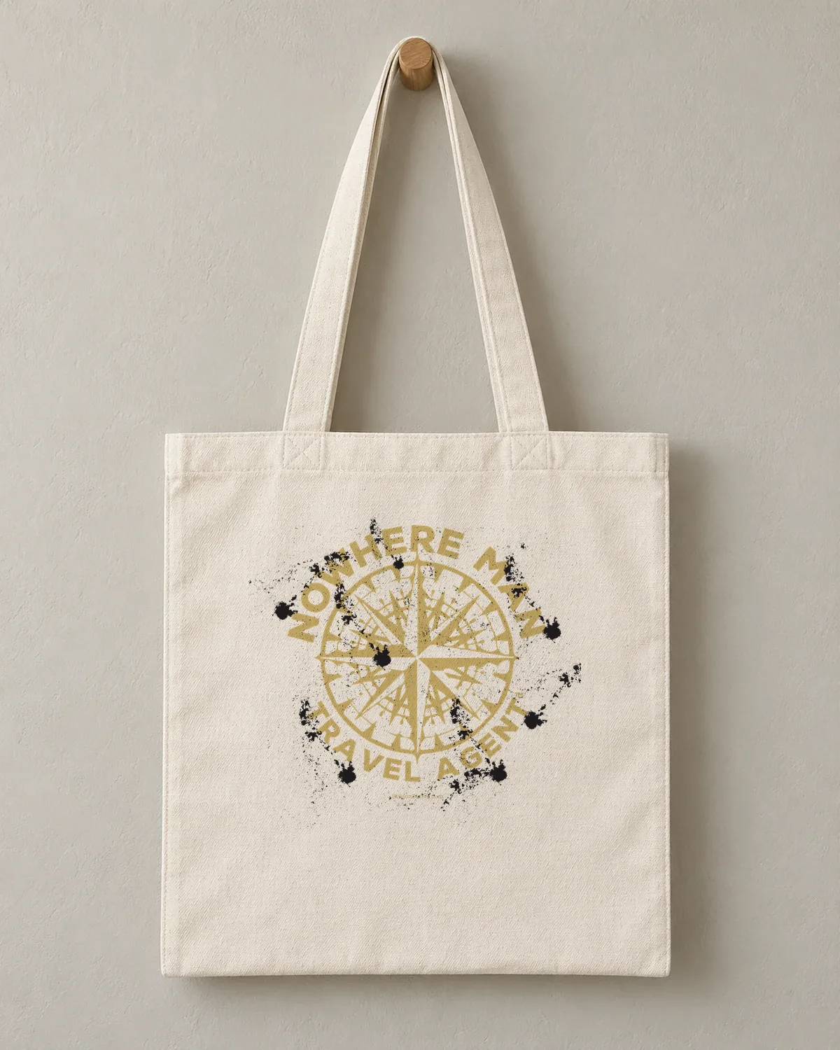 Compass Rose Travel Agent tee on a cotton tote