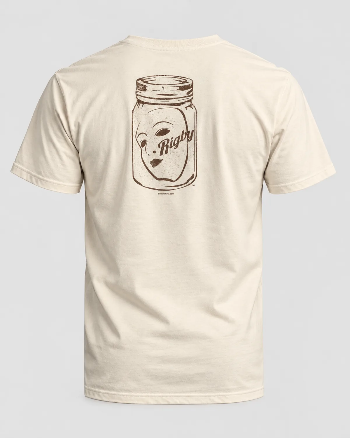 Face in a Jar tee on a natural tee, back view