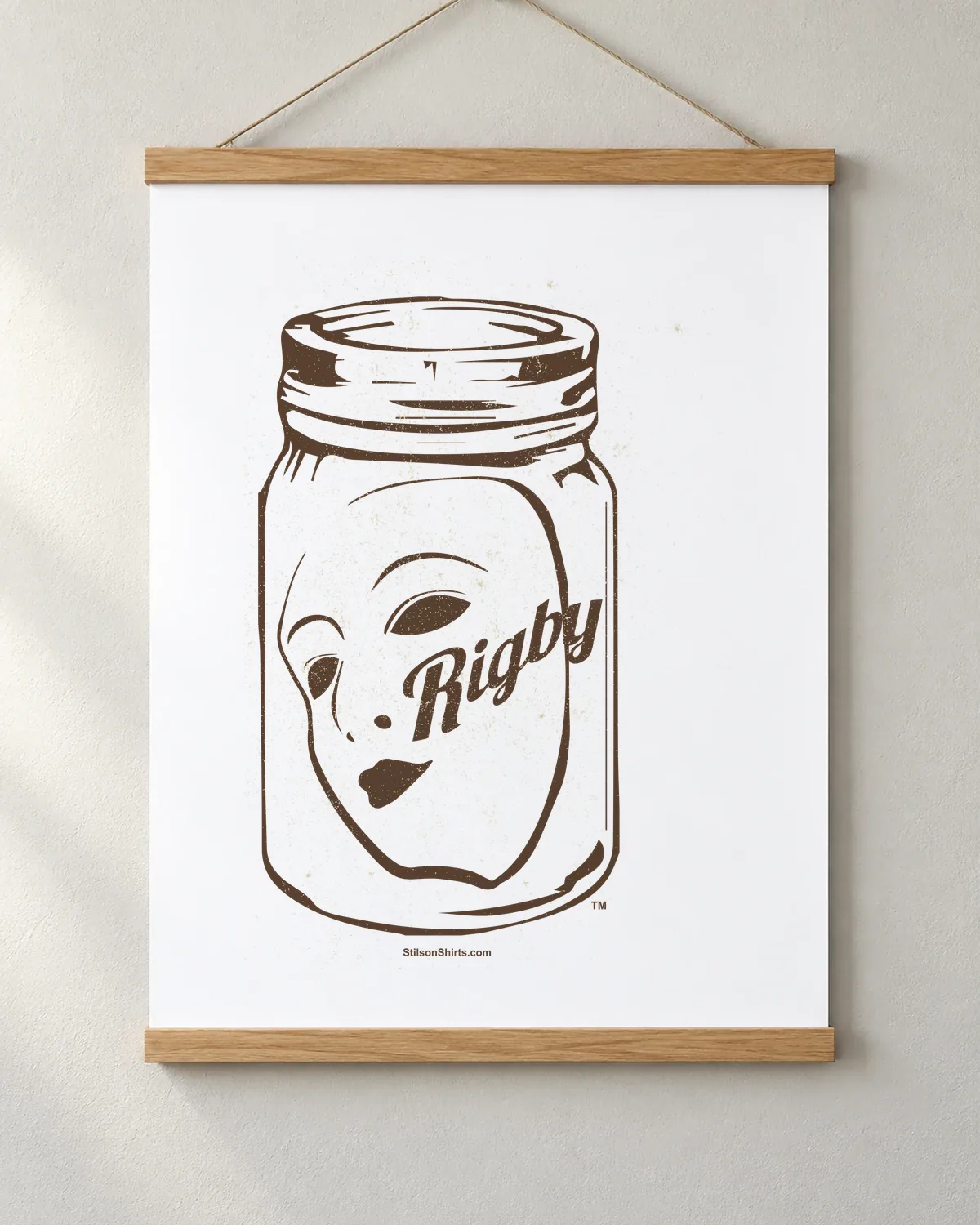 Face in a Jar tee on a matte poster