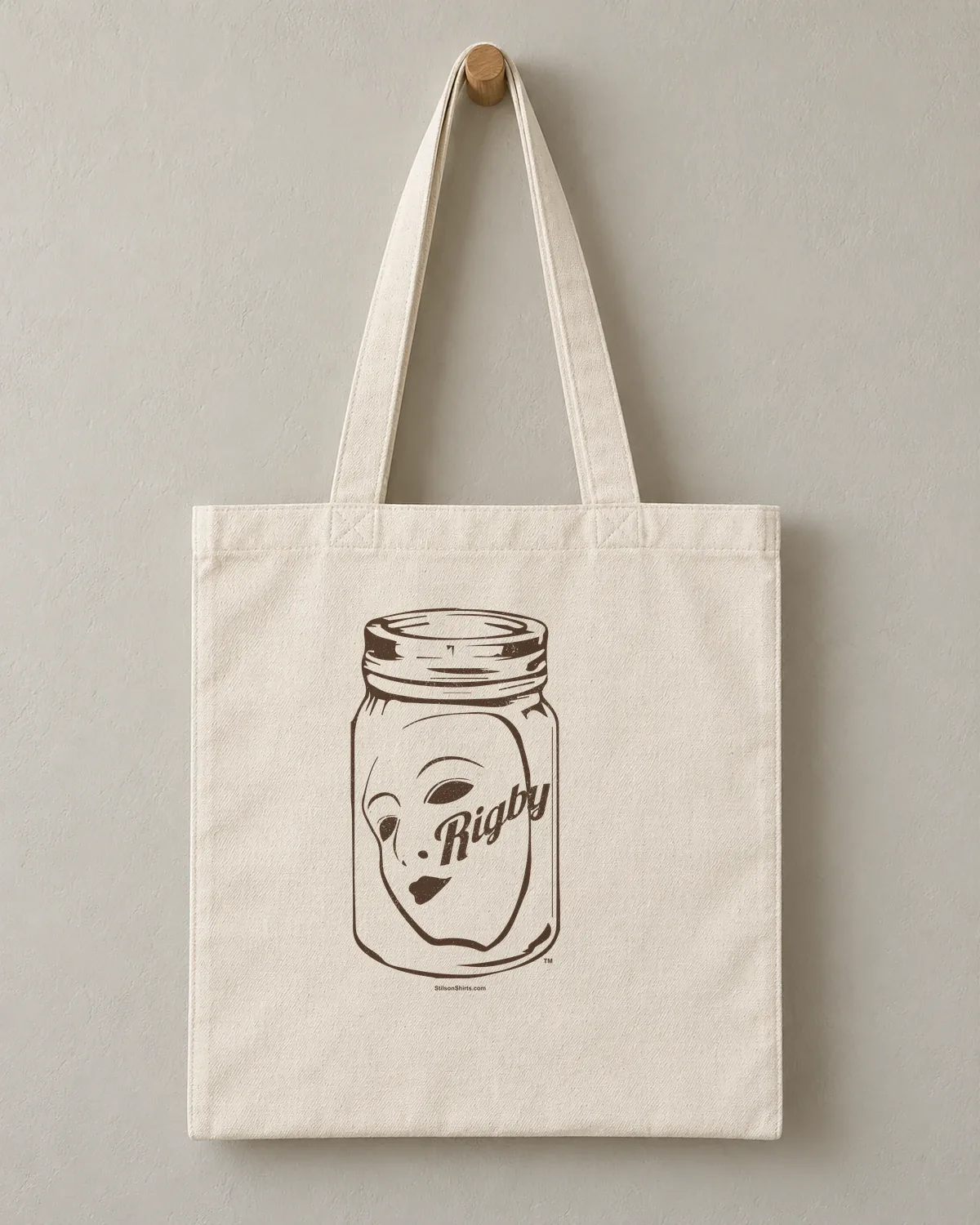 Face in a Jar tee on a cotton tote