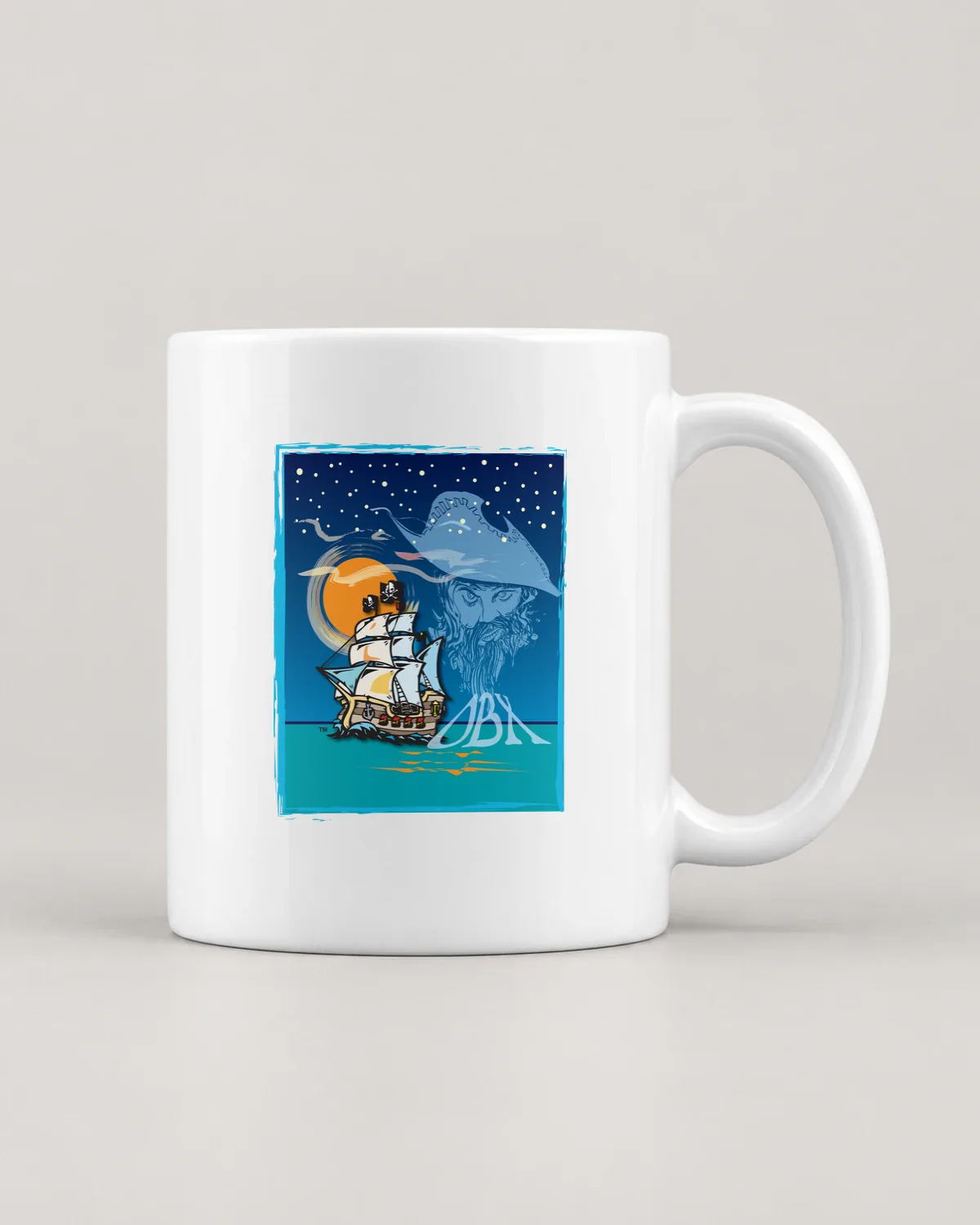 Ghost of Blackbeard tee on a ceramic mug