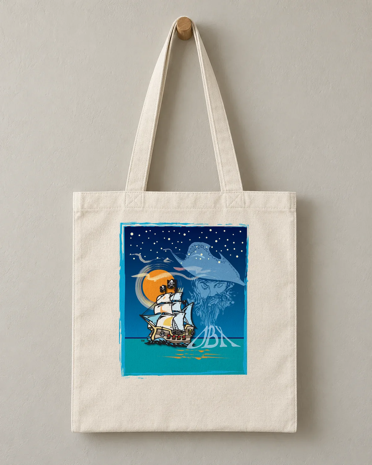 Ghost of Blackbeard tee on a cotton tote