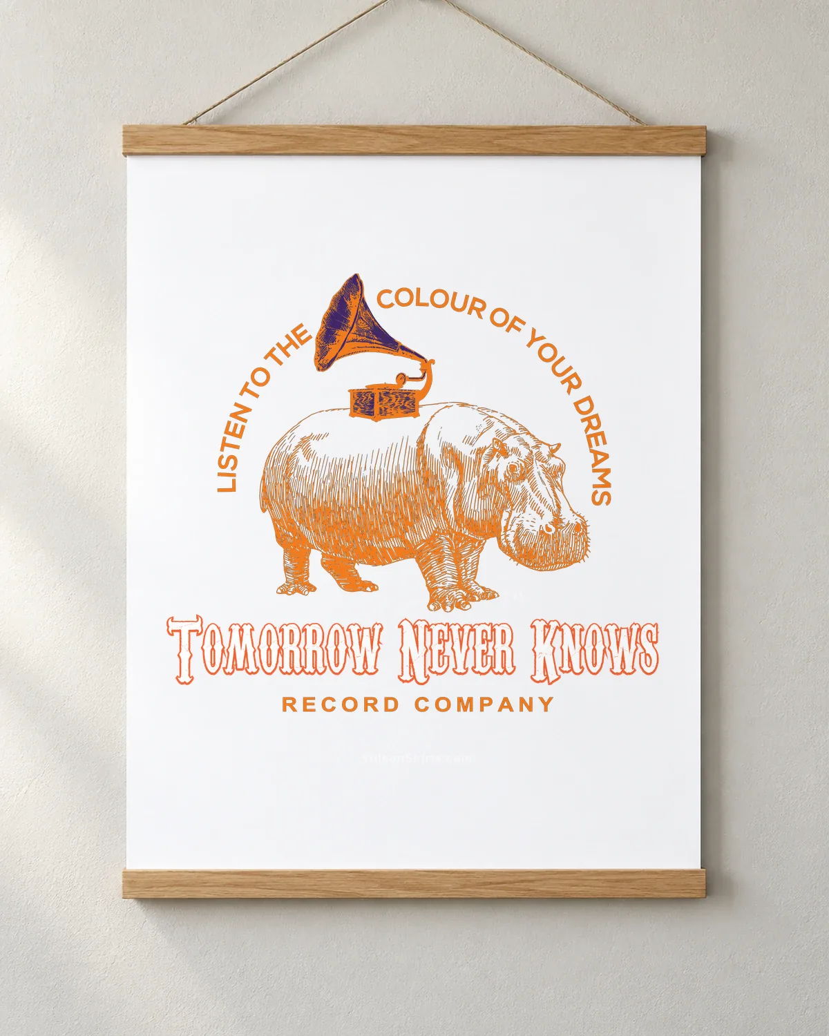 Gramophone Hippo Records tee on a matte poster