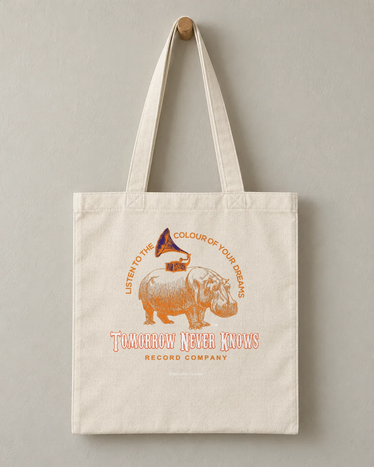 Gramophone Hippo Records tee on a cotton tote