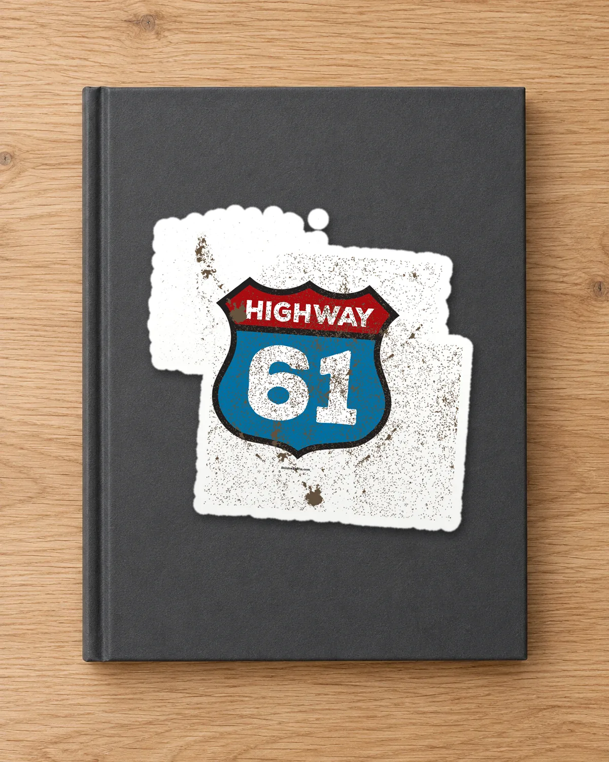 Highway 61 Shield tee on a die-cut sticker