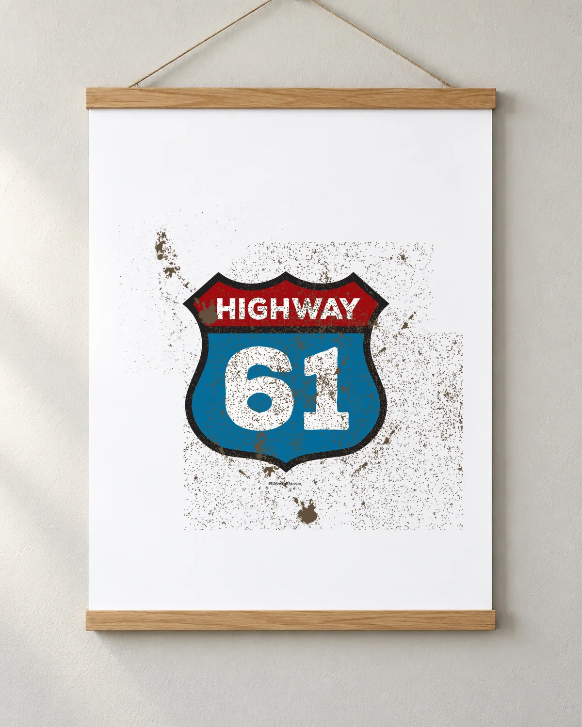 Highway 61 Shield tee on a matte poster
