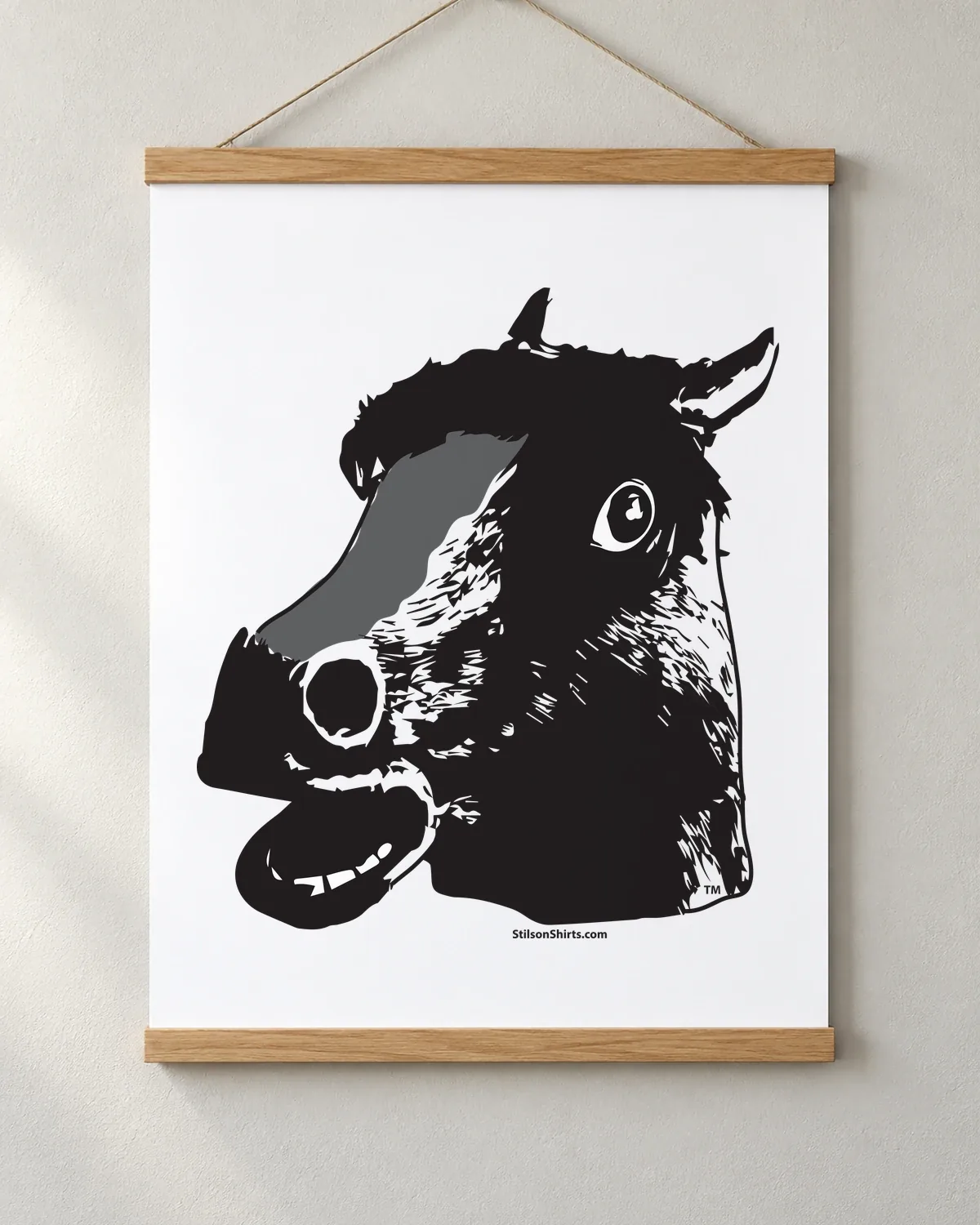 Horse Mask tee on a matte poster