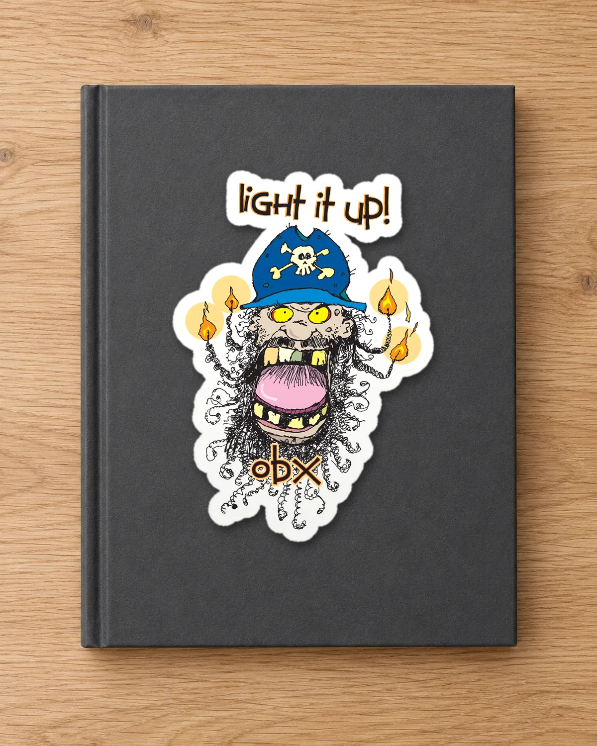Light It Up toon tee on a die-cut sticker