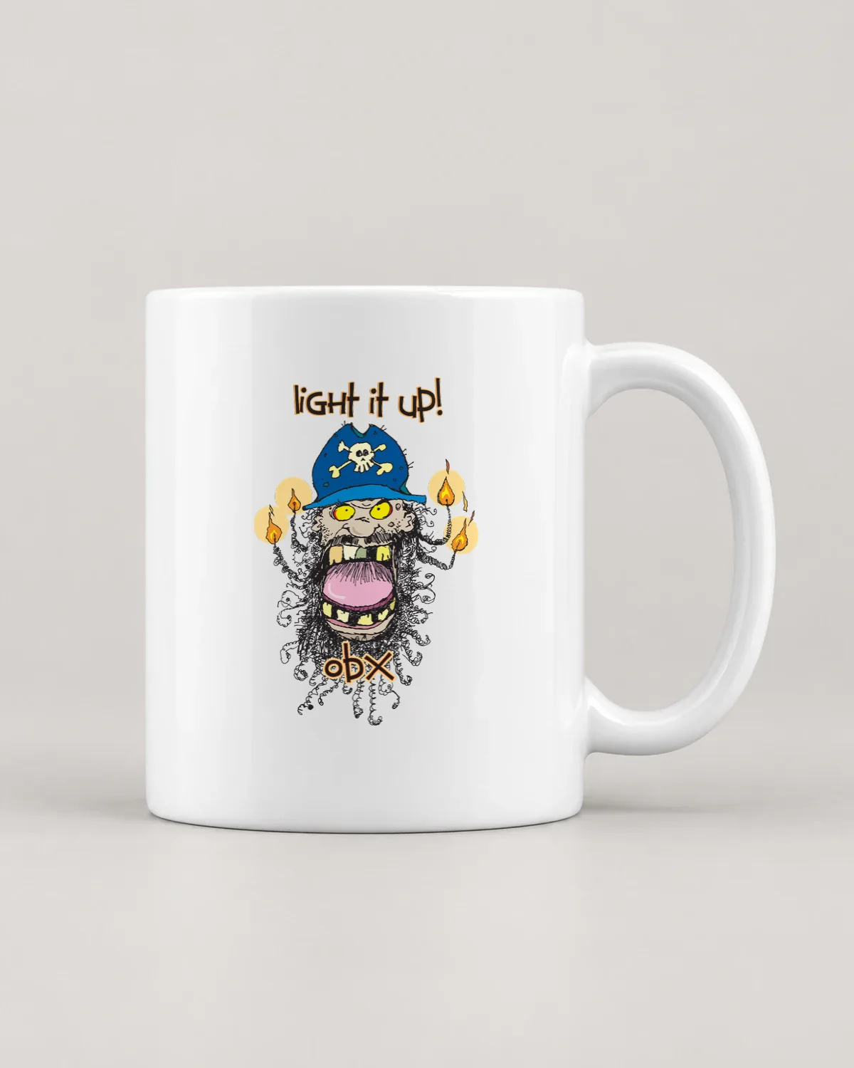 Light It Up toon tee on a ceramic mug