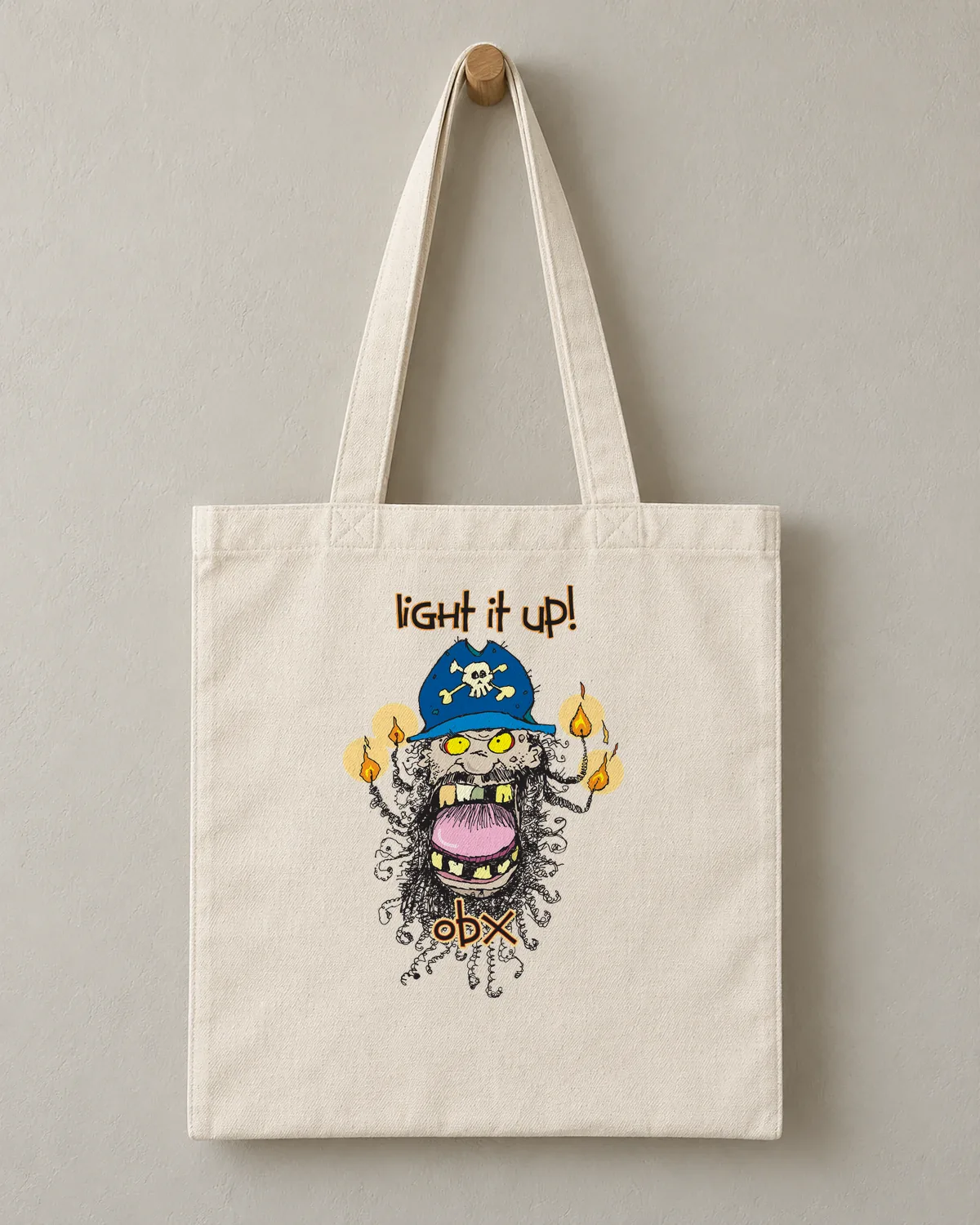 Light It Up toon tee on a cotton tote