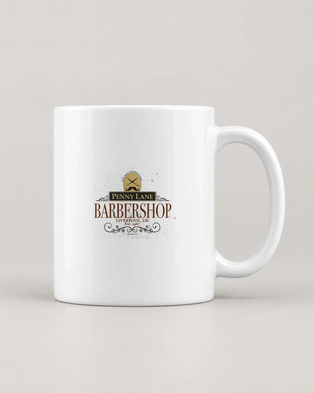 Liverpool Barbershop tee on a ceramic mug