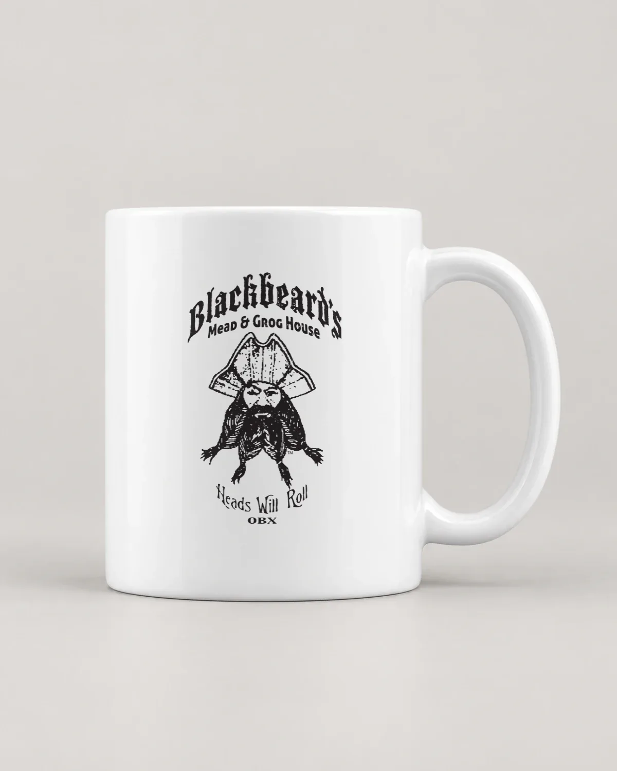Blackbeard's Mead & Grog House tee on a ceramic mug