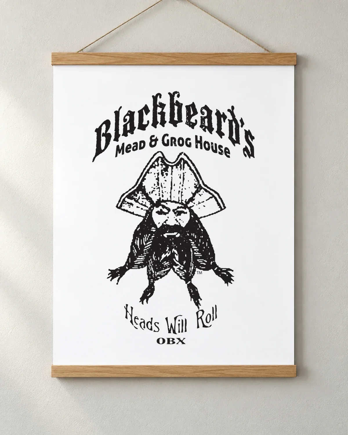 Blackbeard's Mead & Grog House tee on a matte poster