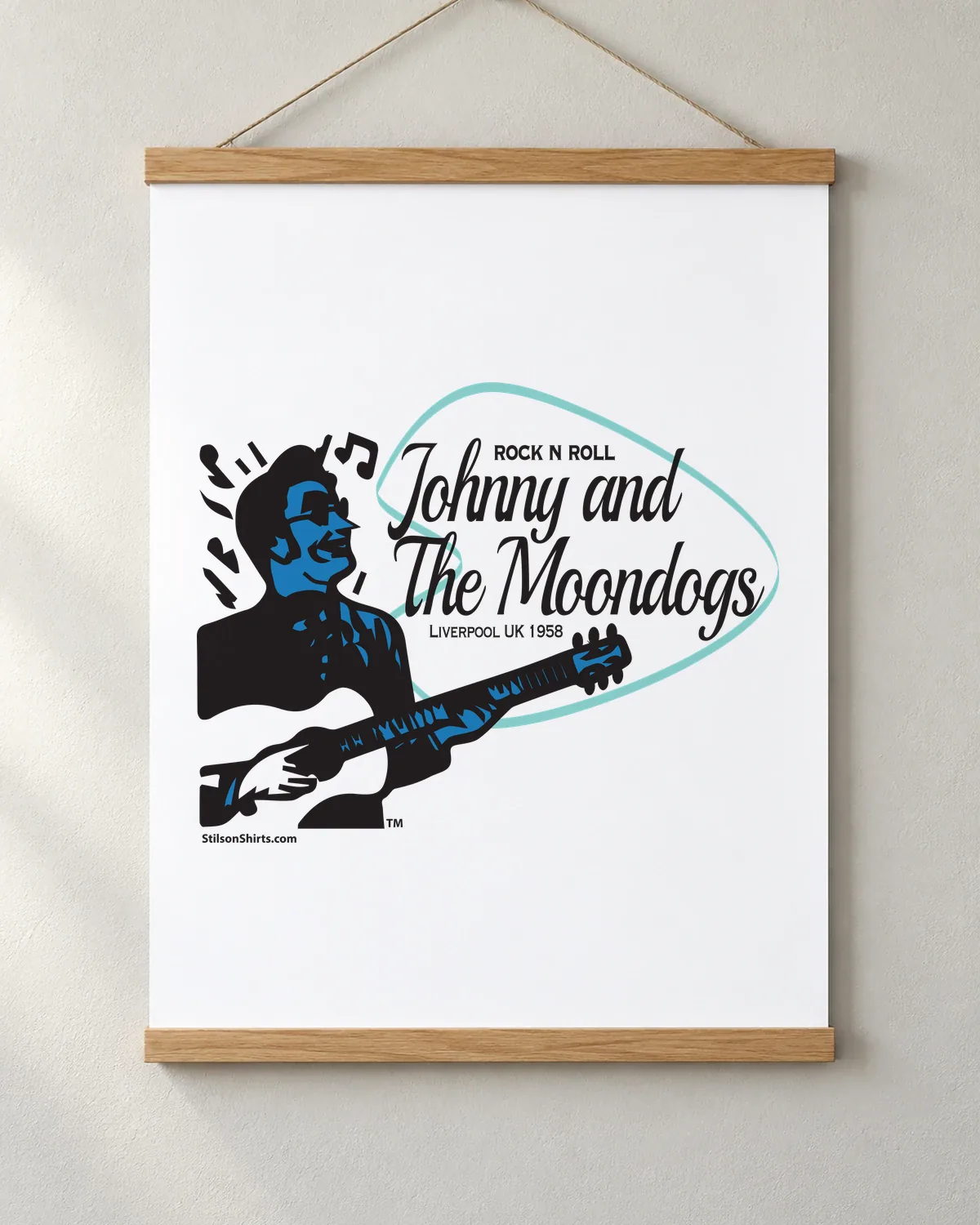 Moondogs Rock & Roll tee on a matte poster