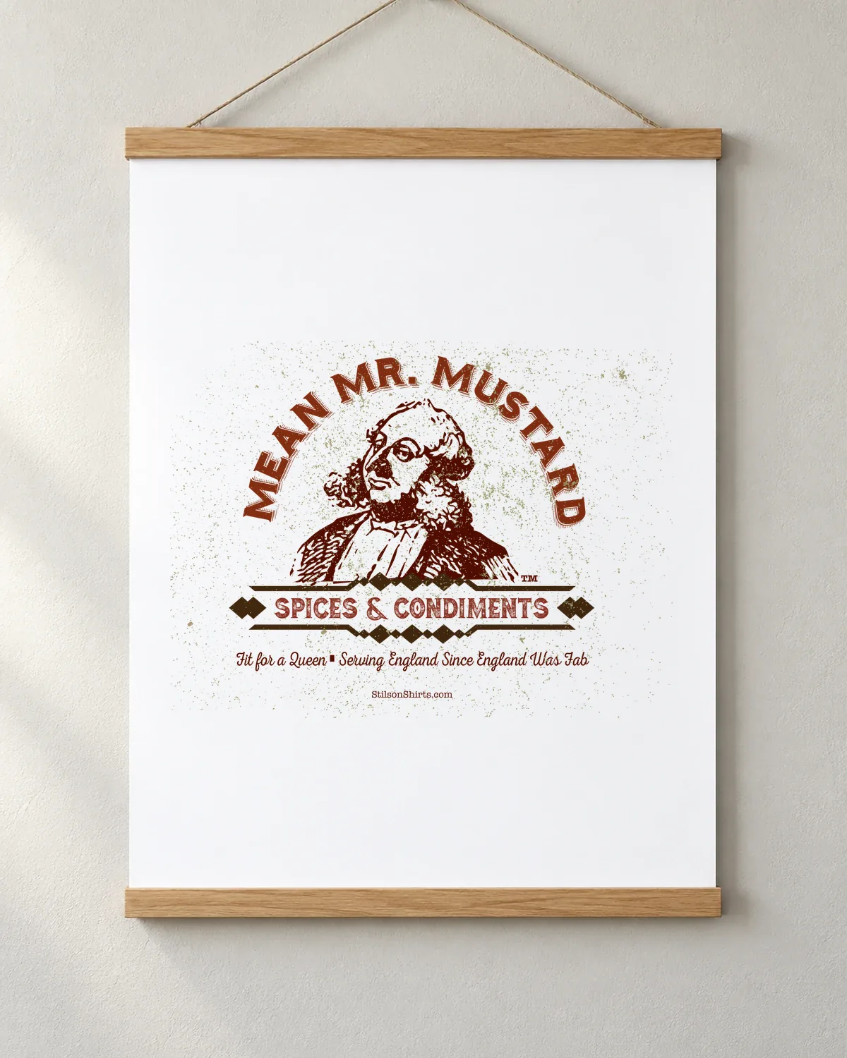 Mustard & Spice Merchant tee on a matte poster
