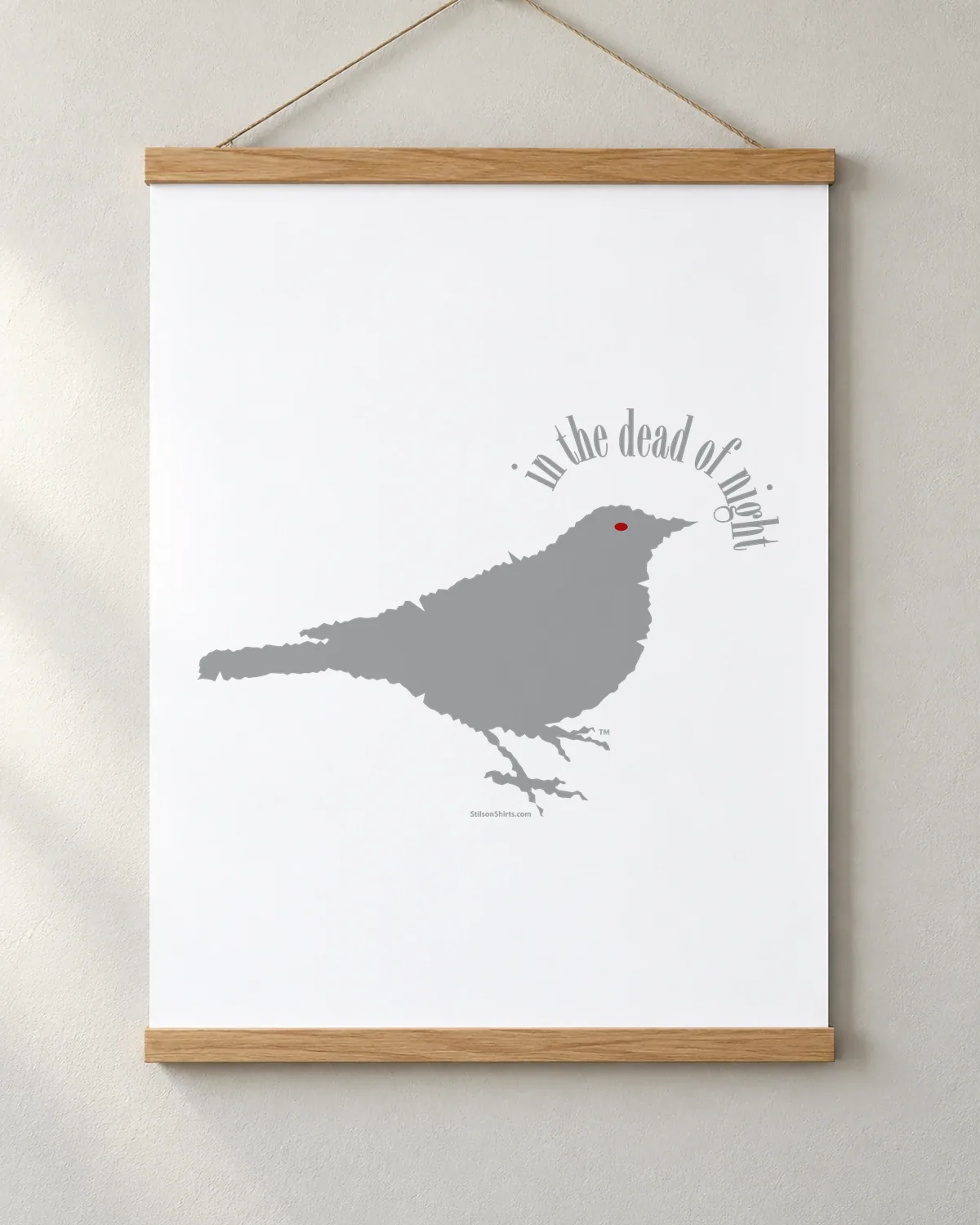 Night Bird tee on a matte poster