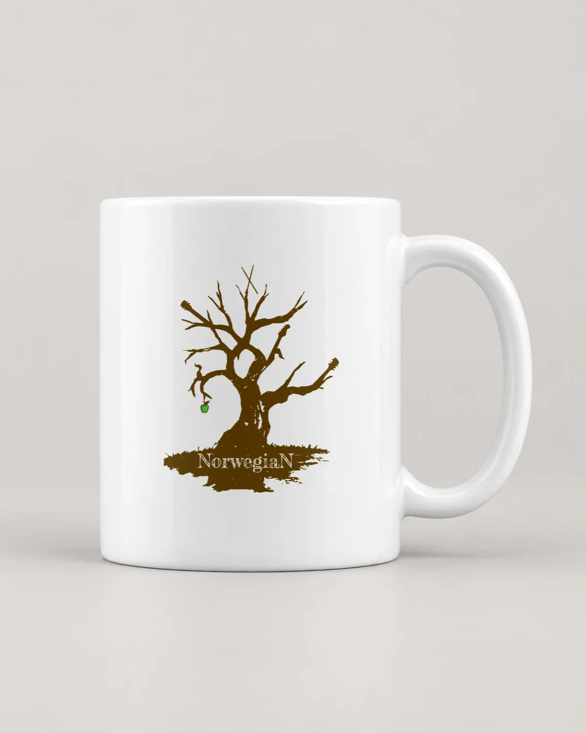 Norwegian Tree tee on a ceramic mug