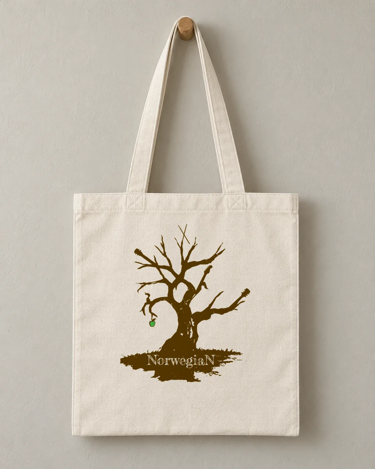 Norwegian Tree tee on a cotton tote