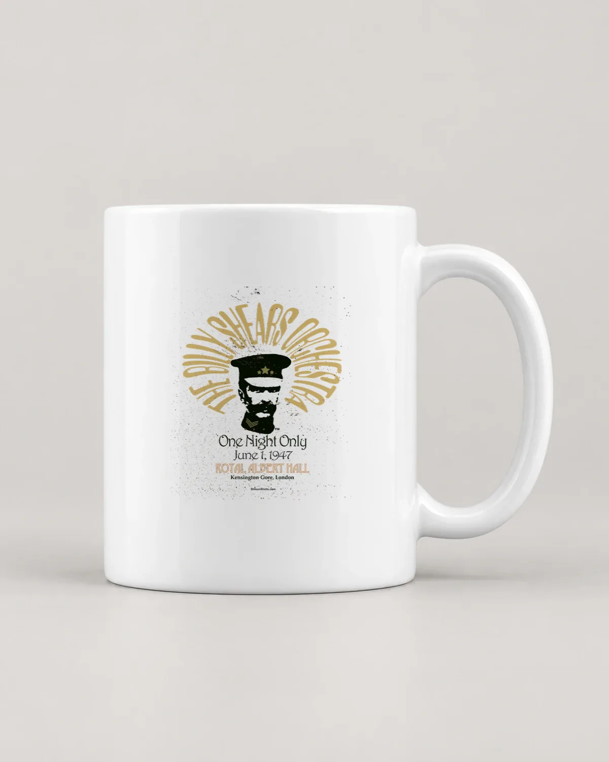 One Night Only Orchestra tee on a ceramic mug