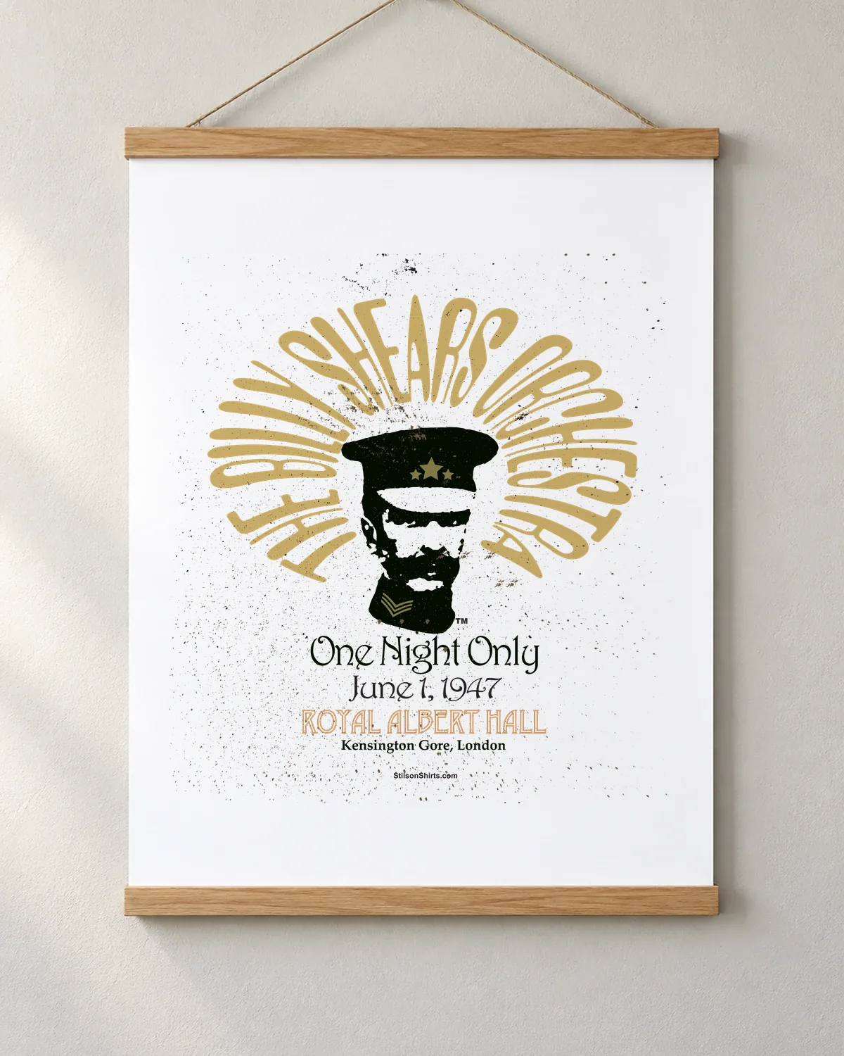 One Night Only Orchestra tee on a matte poster