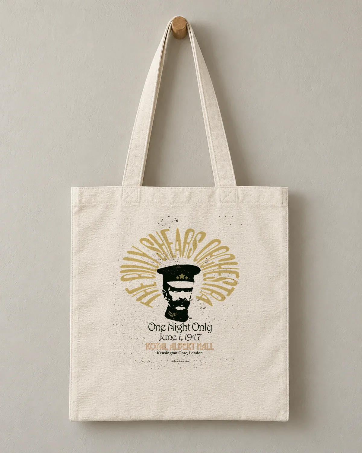One Night Only Orchestra tee on a cotton tote