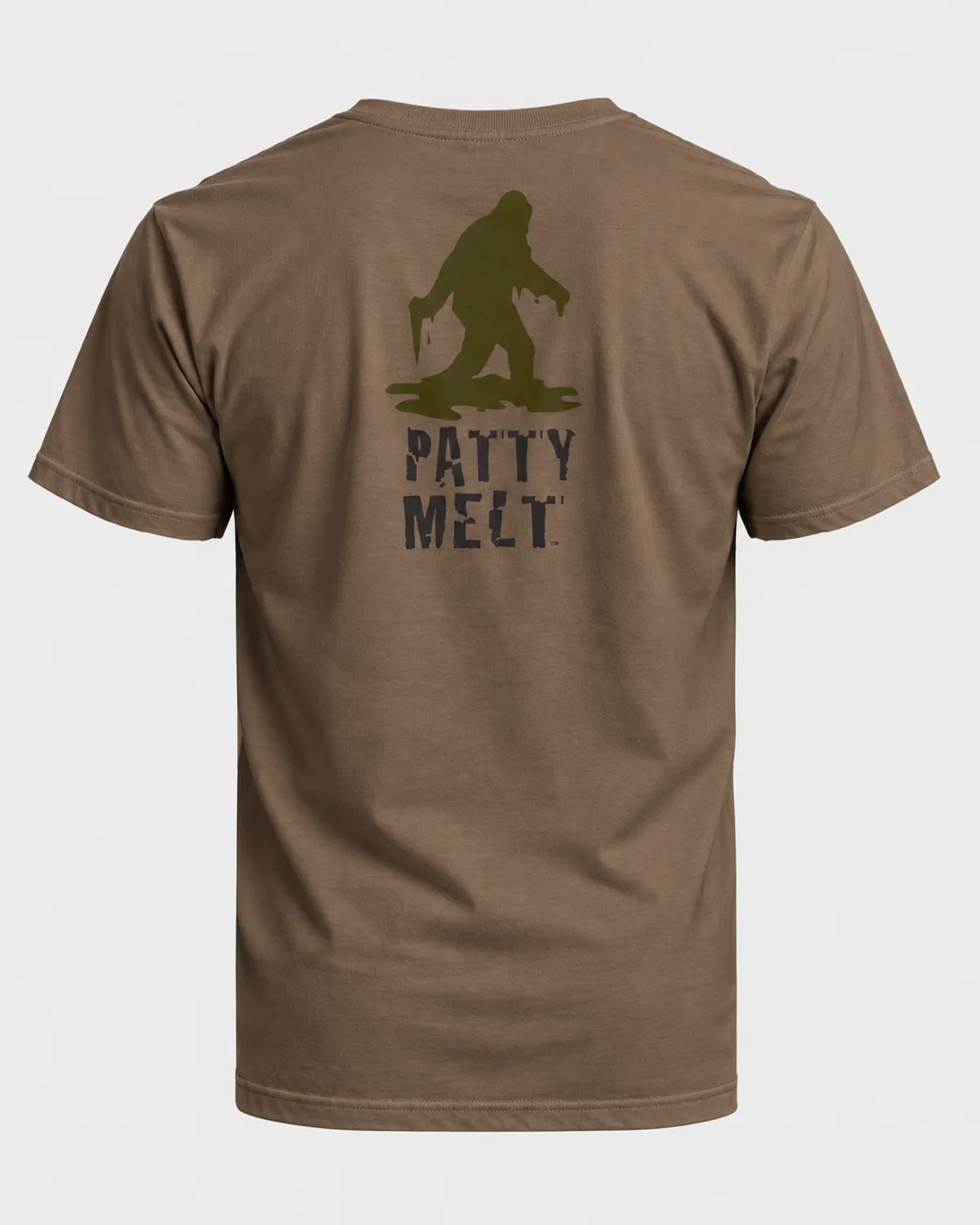 Patty Melt tee on a chestnut tee, back view