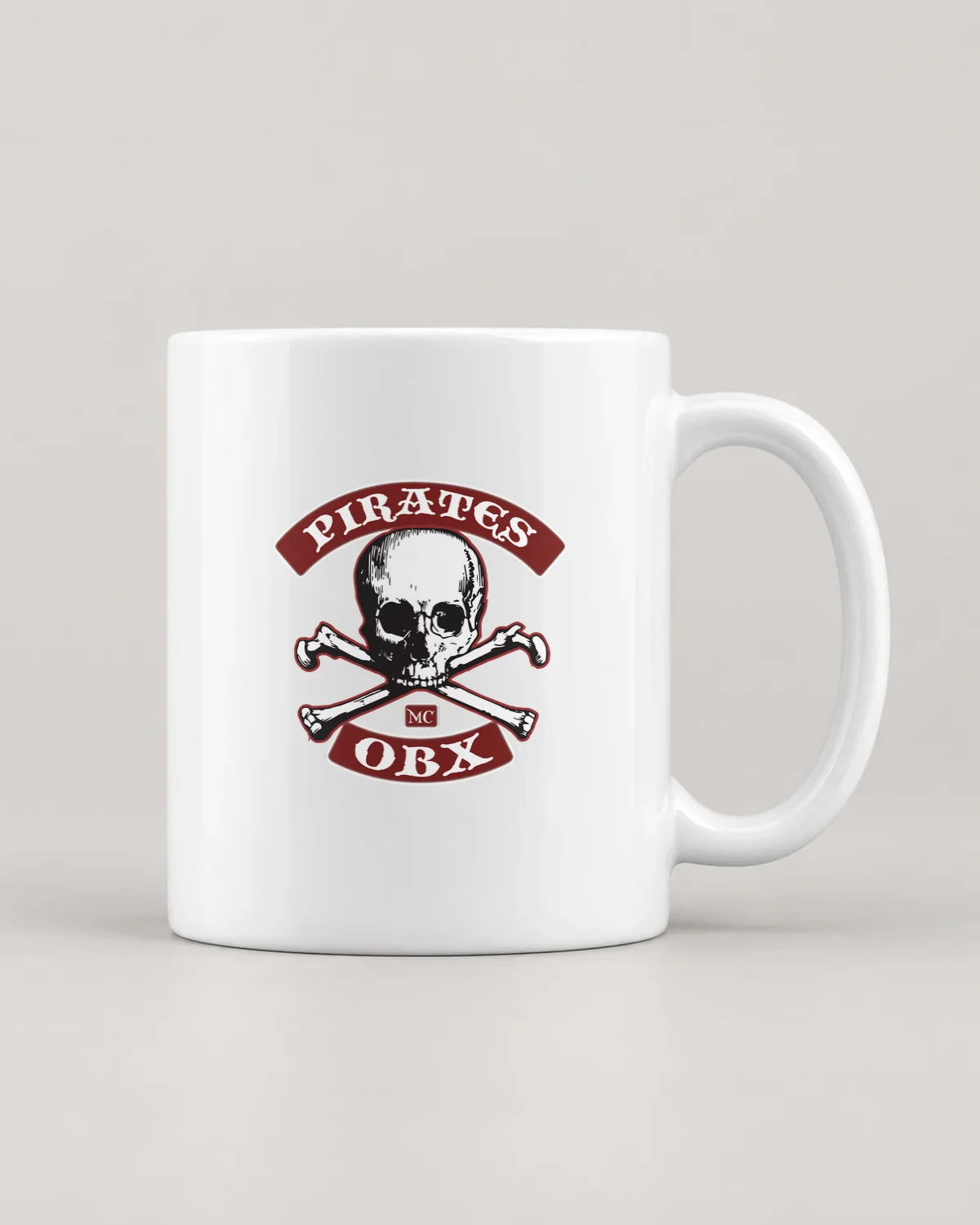 Pirates MC OBX tee (black) on a ceramic mug