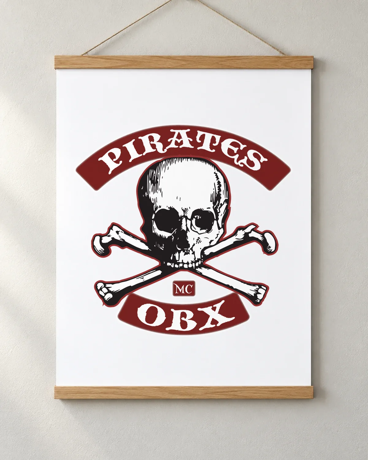 Pirates MC OBX tee (black) on a matte poster