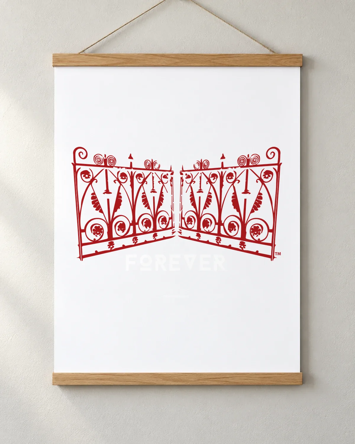 Red Iron Gates tee on a matte poster