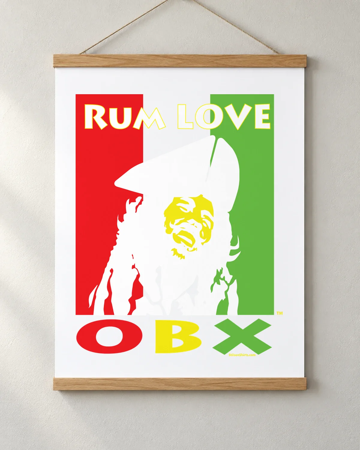 Rum Love OBX tee on a matte poster