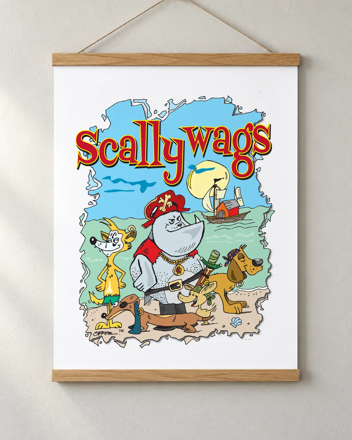 Scallywags tee on a matte poster