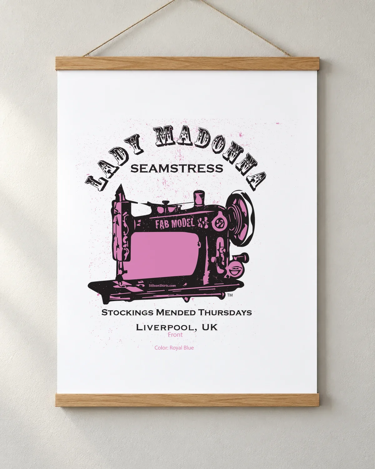 Seamstress Sewing Machine tee on a matte poster