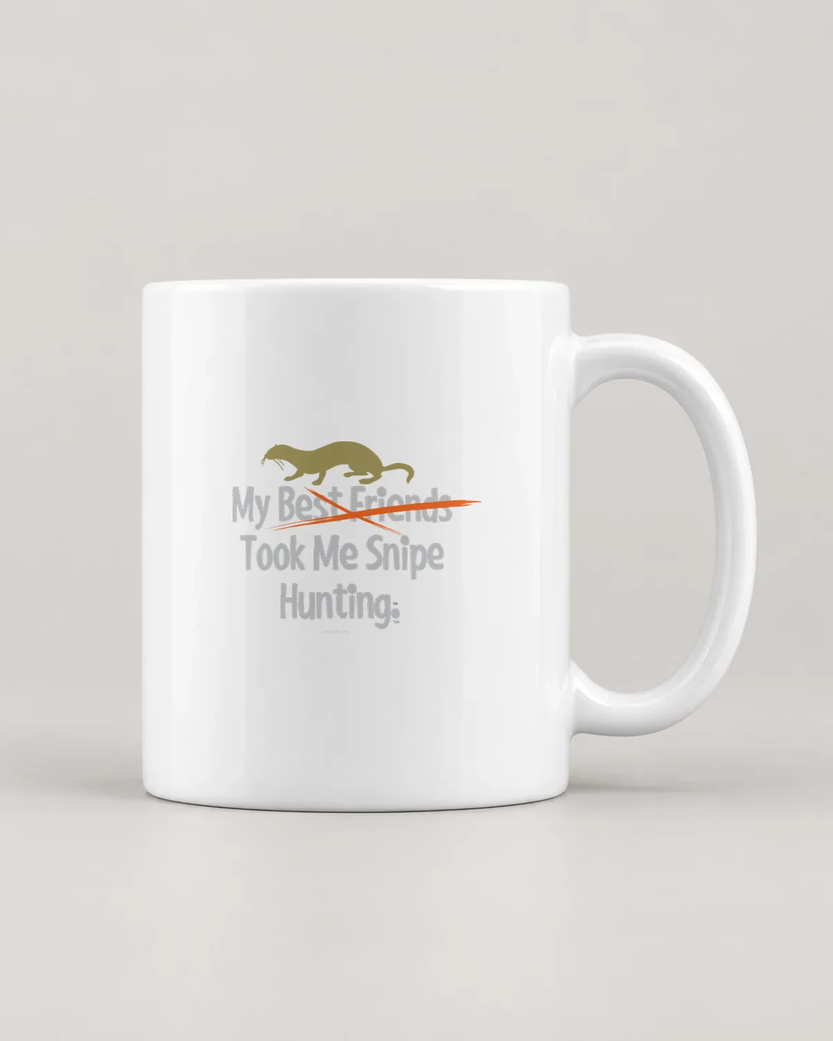 Snipe Hunting tee on a ceramic mug