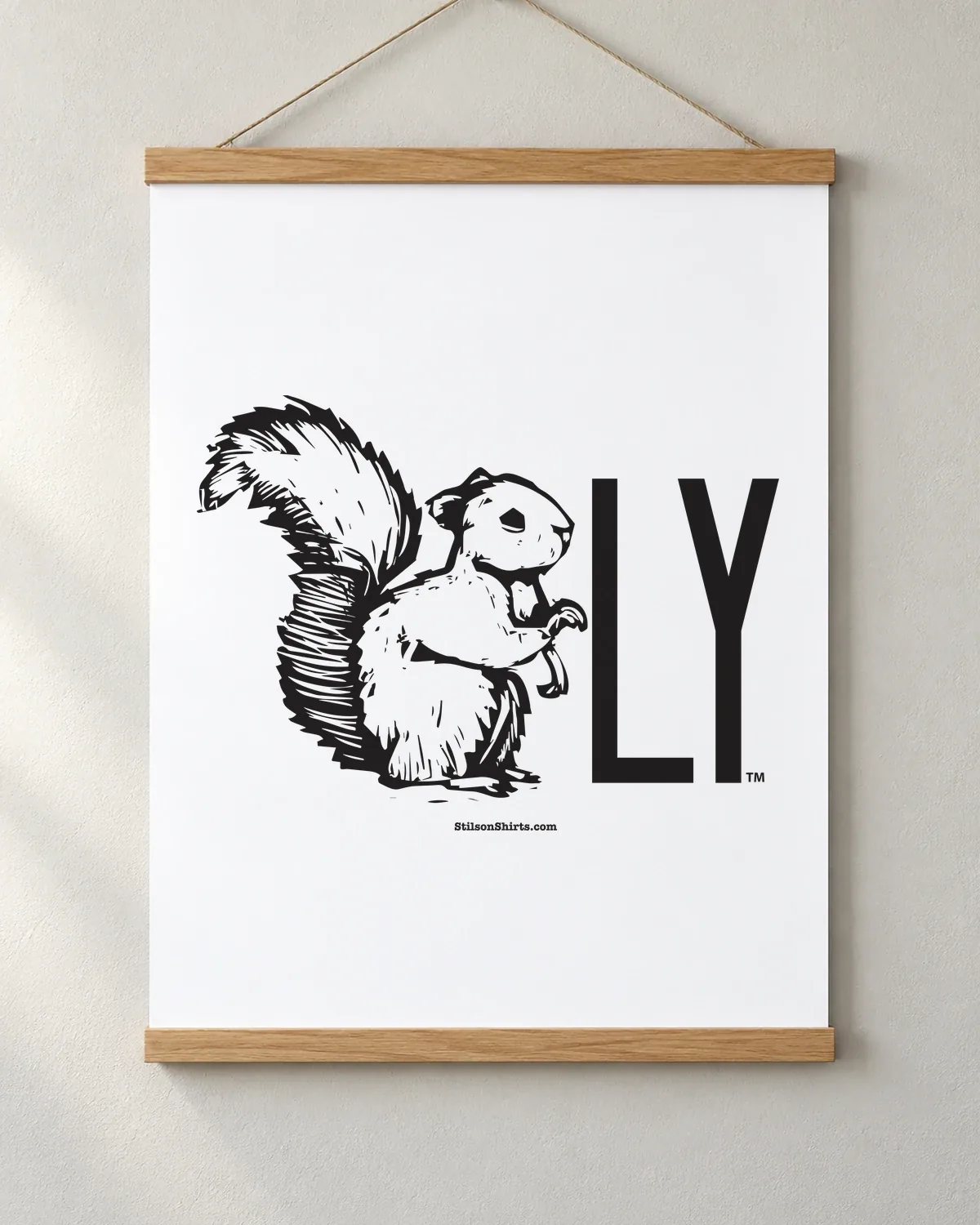 Squirrel-LY tee on a matte poster