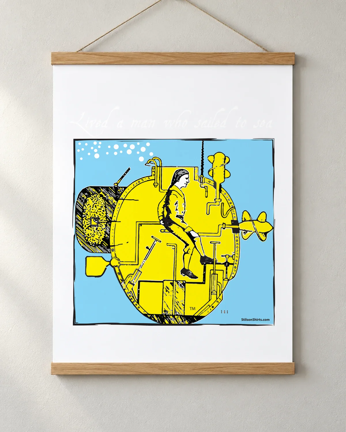 Deep Sea Submersible tee on a matte poster
