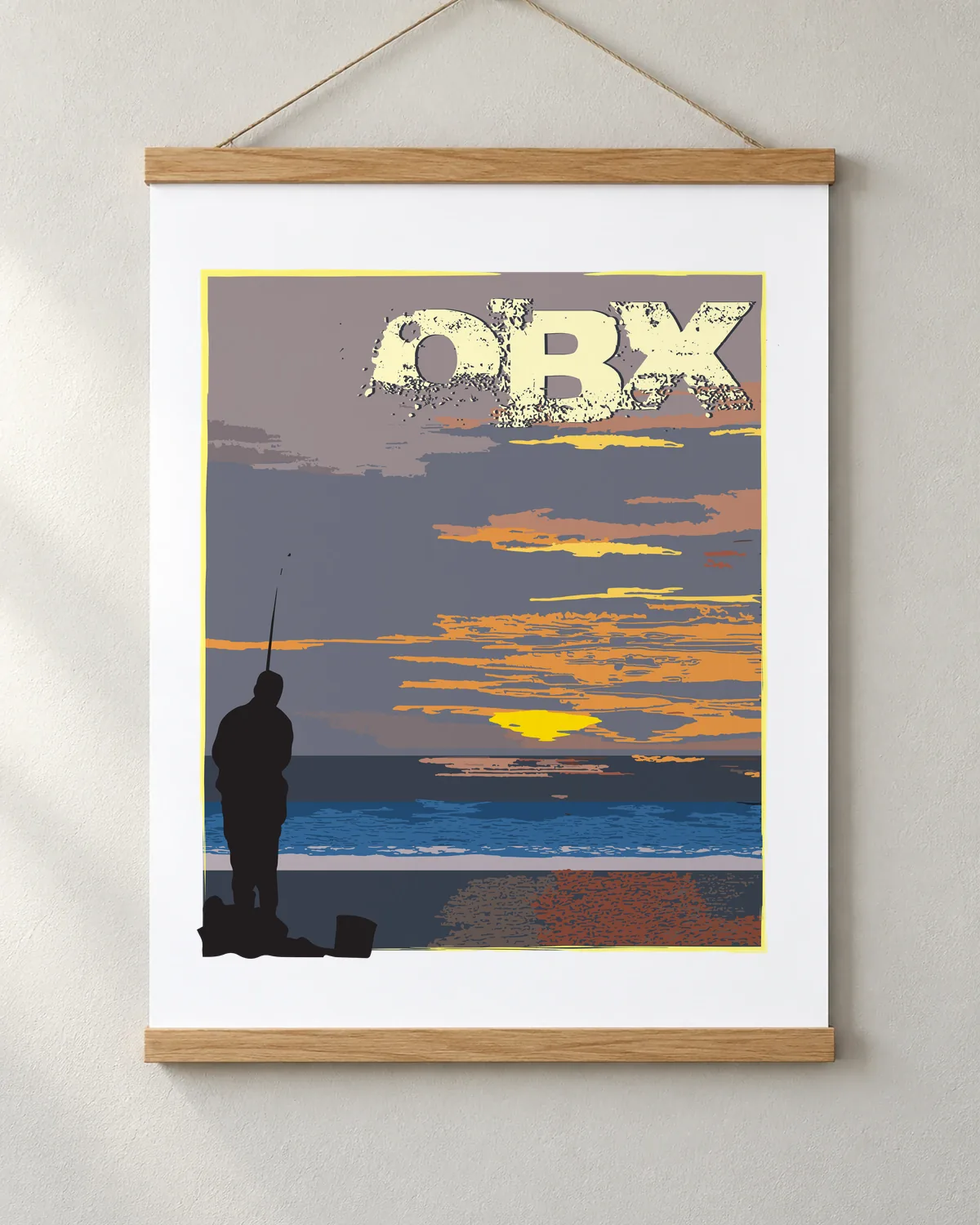 OBX Sunrise Fishing tee on a matte poster