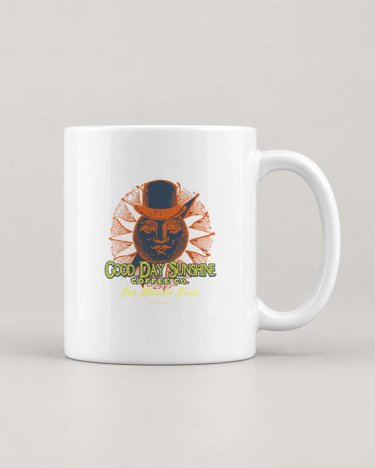 Top-Hat Sun Coffee Co. tee on a ceramic mug