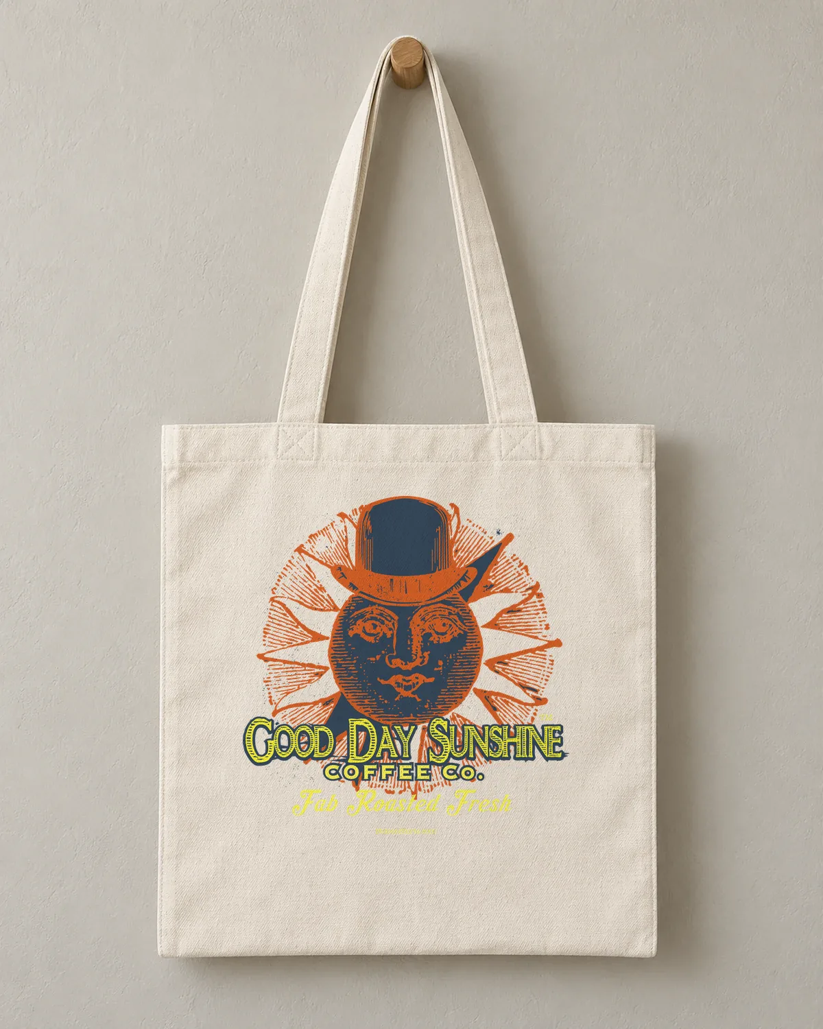 Top-Hat Sun Coffee Co. tee on a cotton tote