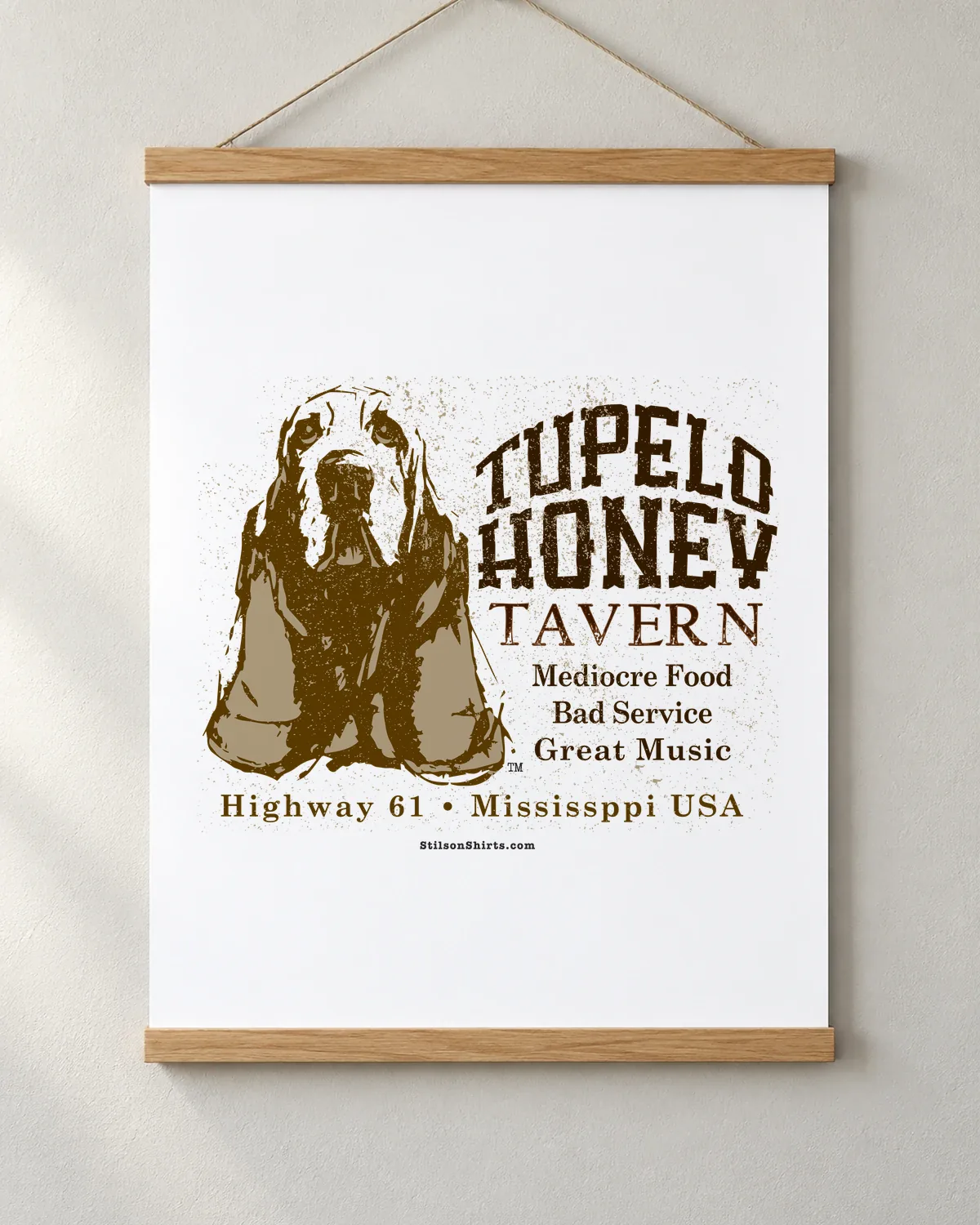 Tupelo Honey Tavern tee on a matte poster