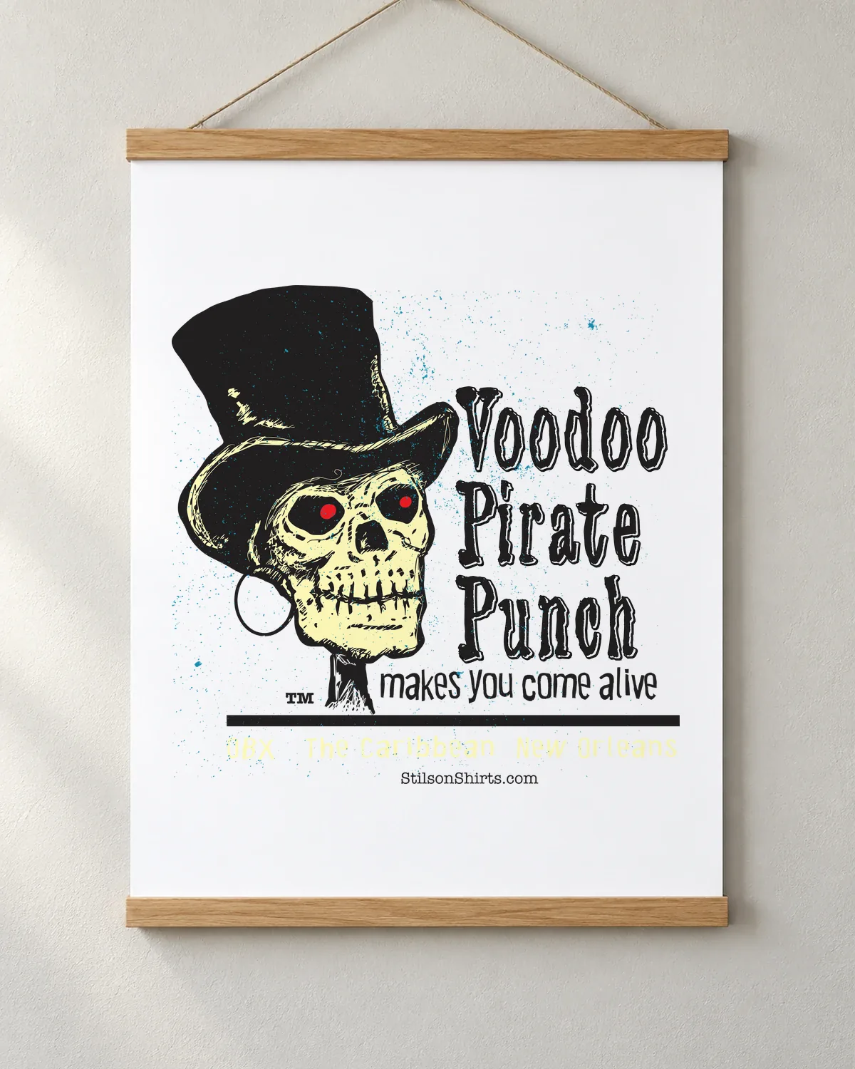 Voodoo Pirate Punch tee on a matte poster