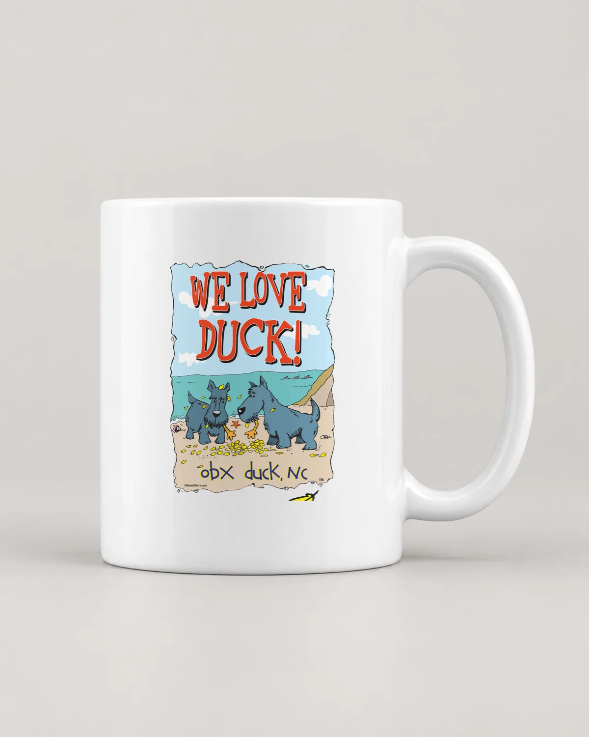 We Love Duck! tee on a ceramic mug