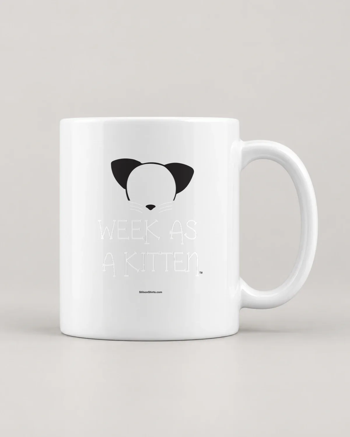 Week as a Kitten tee on a ceramic mug